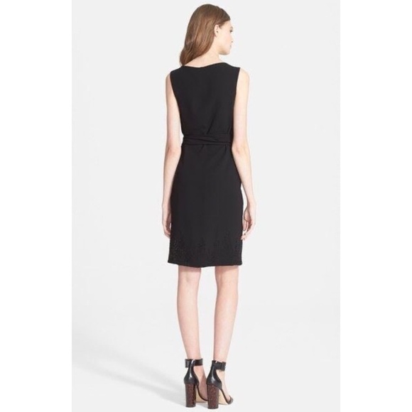 NWT!! DVF Diane Von Furstenberg Black Crepe Embellished Bella Faux Wrap Dress 4 - Picture 8 of 16